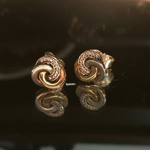 Interlinked circles w 14K gold, Pandora earrings